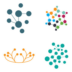 Neuron logo or nerve cell logo design,molecule logo illustration template icon with vector concept