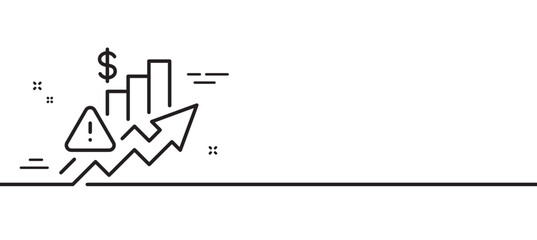 Rise price line icon. Excise duty graph sign. Tax rate or inflation symbol. Minimal line illustration background. Rise price line icon pattern banner. White web template concept. Vector