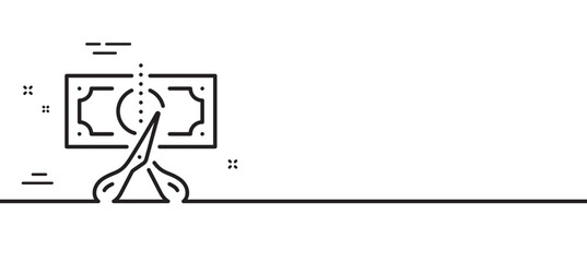 Cut tax line icon. Reduction tax rate sign. Inflation symbol. Minimal line illustration background. Cut tax line icon pattern banner. White web template concept. Vector