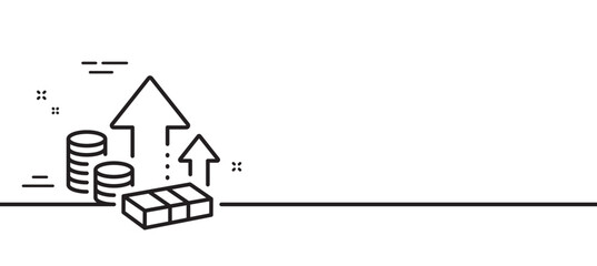 Inflation line icon. Growth or Increase price sign. Change money symbol. Minimal line illustration background. Inflation line icon pattern banner. White web template concept. Vector