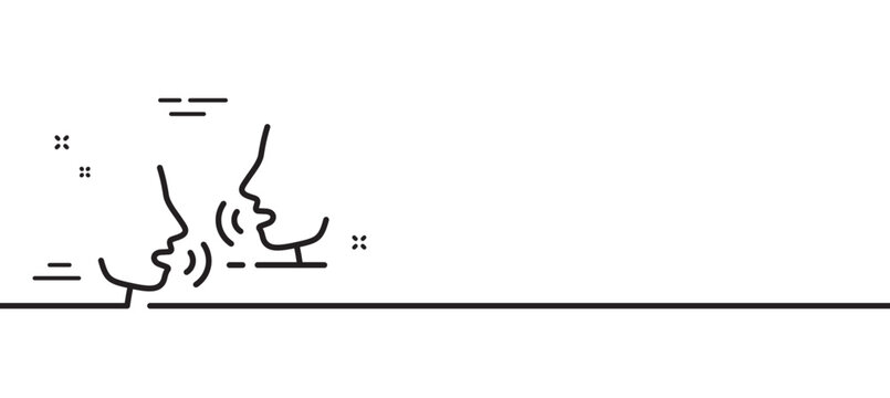 Talk line icon. People speak sign. Voice speech symbol. Minimal line illustration background. Talk line icon pattern banner. White web template concept. Vector