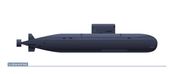 Navy submarine. Navy submarine just isolated on a white background. Vector illustration.