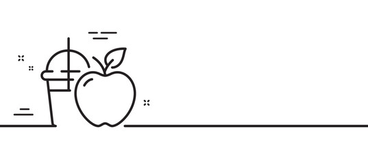 Apple juice line icon. Fresh fruit drink sign. Natural beverage symbol. Minimal line illustration background. Juice line icon pattern banner. White web template concept. Vector