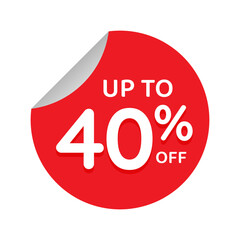 Up to percentage off Sale. Discount offer price sign. Special offer symbol. Discount tag badge Vector Illustration. Perfect design for shop and sale banners