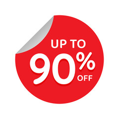 Up to percentage off Sale. Discount offer price sign. Special offer symbol. Discount tag badge Vector Illustration. Perfect design for shop and sale banners