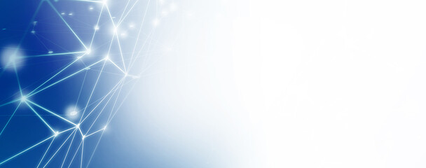 Panoramic abstract dot and triangle connection background., The world is connect and smaller concept, Digital futuristic Earth minimalism background