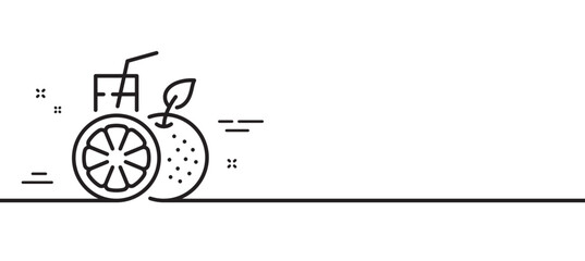 Orange juice line icon. Fresh drink sign. Fruit beverage symbol. Minimal line illustration background. Orange juice line icon pattern banner. White web template concept. Vector