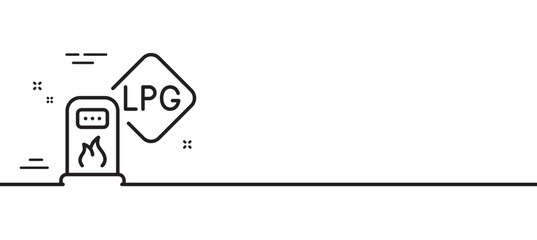 Gas station line icon. Filling station sign. LPG fuel symbol. Minimal line illustration background. Gas station line icon pattern banner. White web template concept. Vector