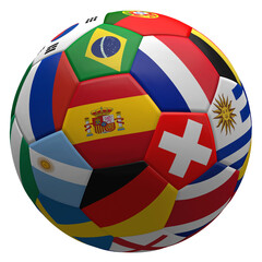 Obraz premium soccer ball flags design 3d-illustration, focus on the flag of Spain