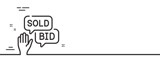 Bid offer line icon. Auction sign. Raise the price up symbol. Minimal line illustration background. Bid offer line icon pattern banner. White web template concept. Vector