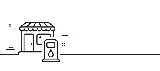 Filling station line icon. Petrol or gas station sign. Diesel fuel symbol. Minimal line illustration background. Filling station line icon pattern banner. White web template concept. Vector