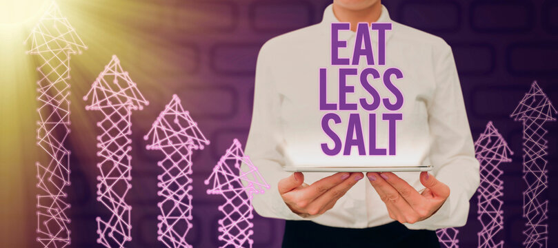 Conceptual Display Eat Less Salt. Business Concept Reduce The Amount Of Sodium In Your Diet Eating Healthy