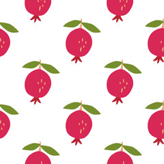 Seamless pattern with pomegranate fruit. Botanical fruits wallpaper.