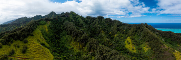 Naklejka na ściany i meble Panoramic Drone Photos French Polynesia Moorea Fakarava