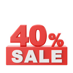 3D forty percent sale. 40% sale. Sale banner decoration.