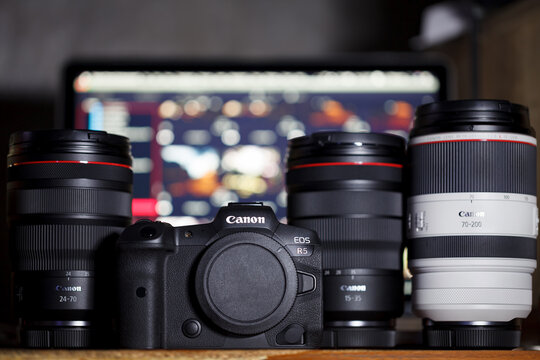 The New Mirrorless Camera Canon EOS R5 And RF Lens. Canon is the world largest SLR And Mirrorless camera manufacturer.