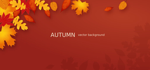 Autumn vector Horizontal Red Background svg
