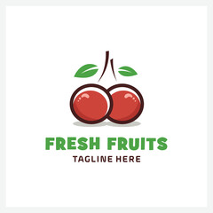 organic fresh fruits logo illustration