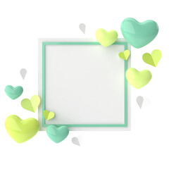 Valentine card. Heart frame. 3D illustration.