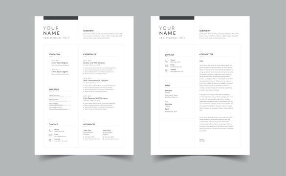 Minimalist Resume Layout, Resume and Cover Letter, a4 resume