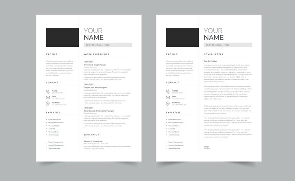 Minimalist CV / Resume, vector minimalist - black and white resume, vector resume