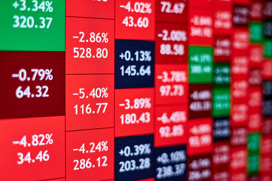 Background of Stock heatmap on the monitor in predominantly red
