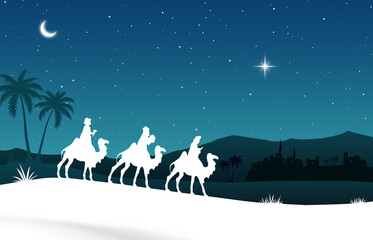 Blue Christmas Nativity scene background