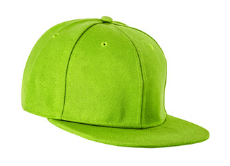 Closeup of the fashion lime green color cap isolated on white background.