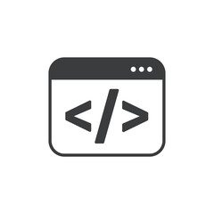 Code, Programming Computer Window Flat Vector Icon