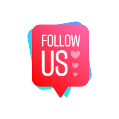Social Media Follow Us Message Color Vector Label