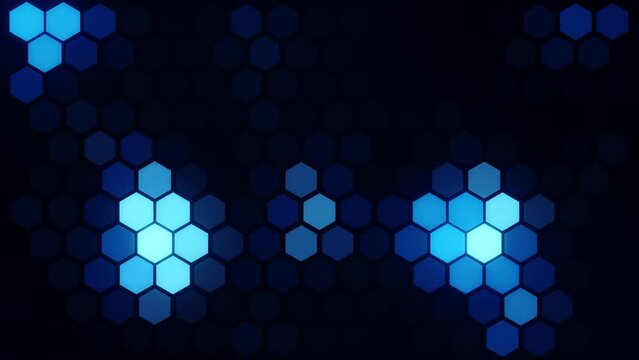 Blue Glowing Digital Hexagons -  Artificial Intelligence - Seamless Loop Abstract Background