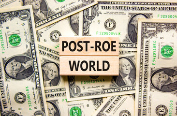 Roe vs Wade post-Roe world symbol. Concept words Post-Roe world on wooden blocks on a beautiful...