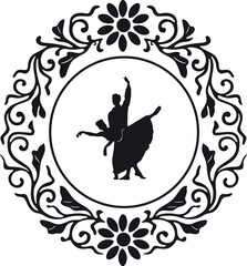 ballerina dancing with floral frame