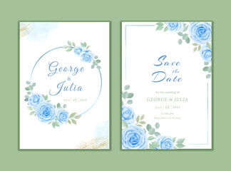 Fototapeta na wymiar Beautiful floral wedding invitation card template. Elegant vector roses cards