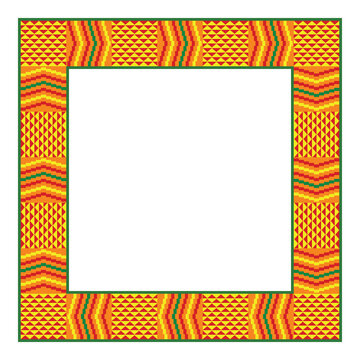 Ethnic ornamental square frame. African textile pattern. Tribal design border.