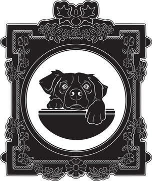 dog lover logo with vintage frame vector design