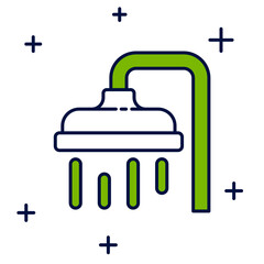 Obraz premium Filled outline Shower head with water drops flowing icon isolated on white background. Vector
