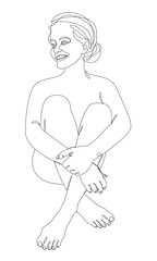 Silhouettes of a girl in a modern one line style. Continuous lady line drawing, aesthetic outline for home decor, posters, wall art, stickers, logo. Vector illustration.