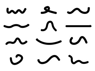 Worms silhouette set. Snakes symbols group. Earthworm collection. Vector isolated on white.