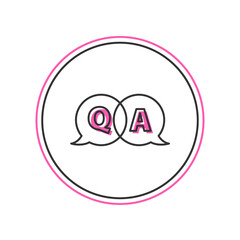 Filled outline Speech bubbles with Question and Answer icon isolated on white background. Q and A symbol. FAQ sign. Chat speech bubble and chart. Vector