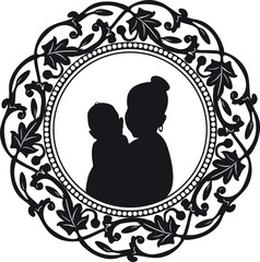 mother and baby love with floral frame handmade design