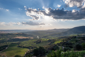 Beautiful view of Tuscany landscape and landmarks. Summer in Italy
