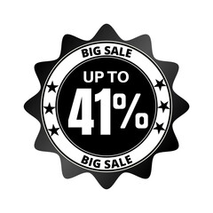 41% big sale discount all styles of sale in stores and online, special offer,(Black Friday) voucher number tag vector illustration. Forty-one