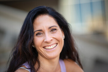 Portrait of caucasian woman smiling