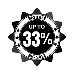 33% big sale discount all styles of sale in stores and online, special offer,(Black Friday) voucher number tag vector illustration. Thirty three 