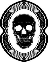 skull vector design with floral frame handmade design