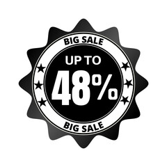 48% big sale discount all styles of sale in stores and online, special offer,(Black Friday) voucher number tag vector illustration. Forty-eight 