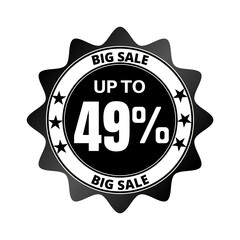 49% big sale discount all styles of sale in stores and online, special offer,(Black Friday) voucher number tag vector illustration. Forty-nine