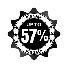 57% big sale discount all styles of sale in stores and online, special offer,(Black Friday) voucher number tag vector illustration. Fifty seven
