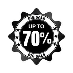70% big sale discount all styles of sale in stores and online, special offer,(Black Friday) voucher number tag vector illustration. Seventy 